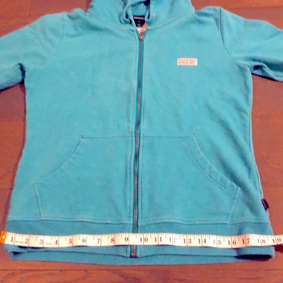 Patagonia Women’s Organic Cotton Full Zip Hooded Sweatshirt Sz Small Turquoise - Picture 12 of 13